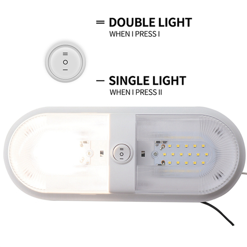 12V Led RV Interior Ceiling Oval Dual Light with onoffon Rocker