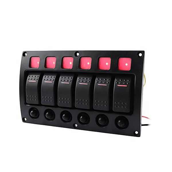 6 Gang Rocker Switch Panel with Overload Protector - Buy 6 Gang Rocker ...