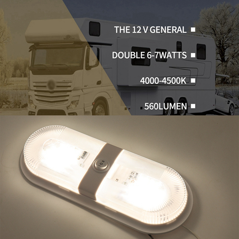 12V Led RV Interior Ceiling Oval Dual Light with onoffon Rocker